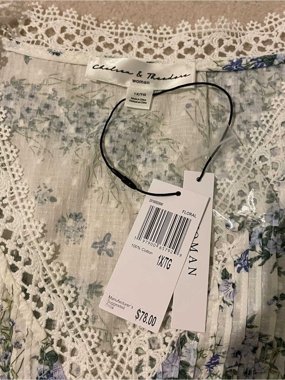 CHELSEA & THEODORE blouse 1X NWT - Picture 8 of 10